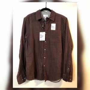 Sonoma Long-Sleeve Button-Down Shirt, Size Small, Maroon